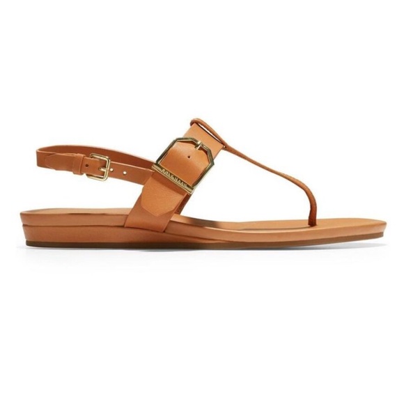 Cole Haan Francine Demi Wedge Leather Sandal in "Pecan" Size 8 - Picture 2 of 11